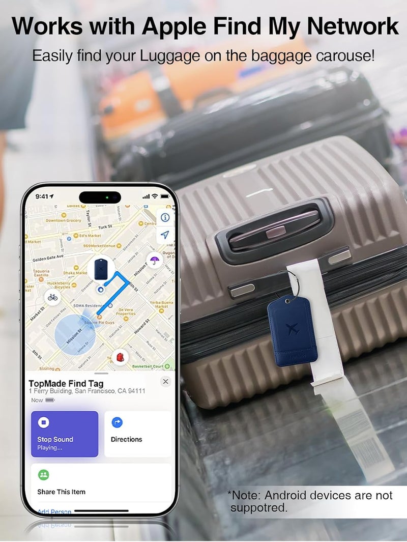 TopMade Smart Luggage Tag with Find My, Premium Leather Luggage Tags for Suitcase, Travel Bags, Backpacks, Anti-Lost Suitcase Tag Tracker for Travel with Privacy Name Card, Rechargeable - Image 2